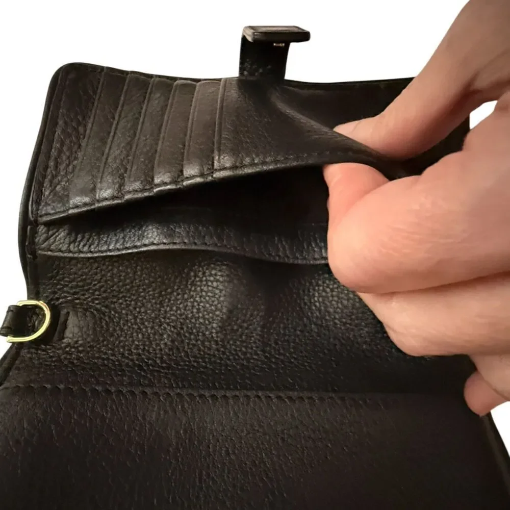Tory Burch Black Leather Wristlet Wallet Clutch